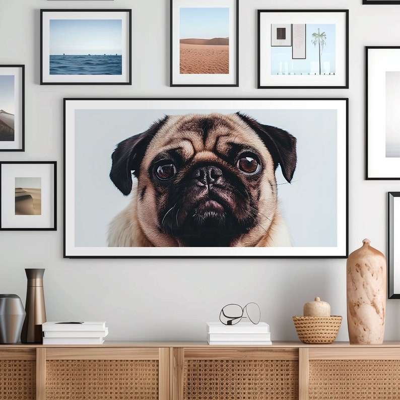 Frame TV Art Pug dog Instant download Instant download art zdjęcie 2