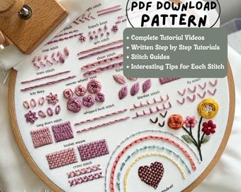 LUNEANDHER Anfänger Stickmuster Anleitung: Basic Stitches Guide (PDF Download A4 Größe)