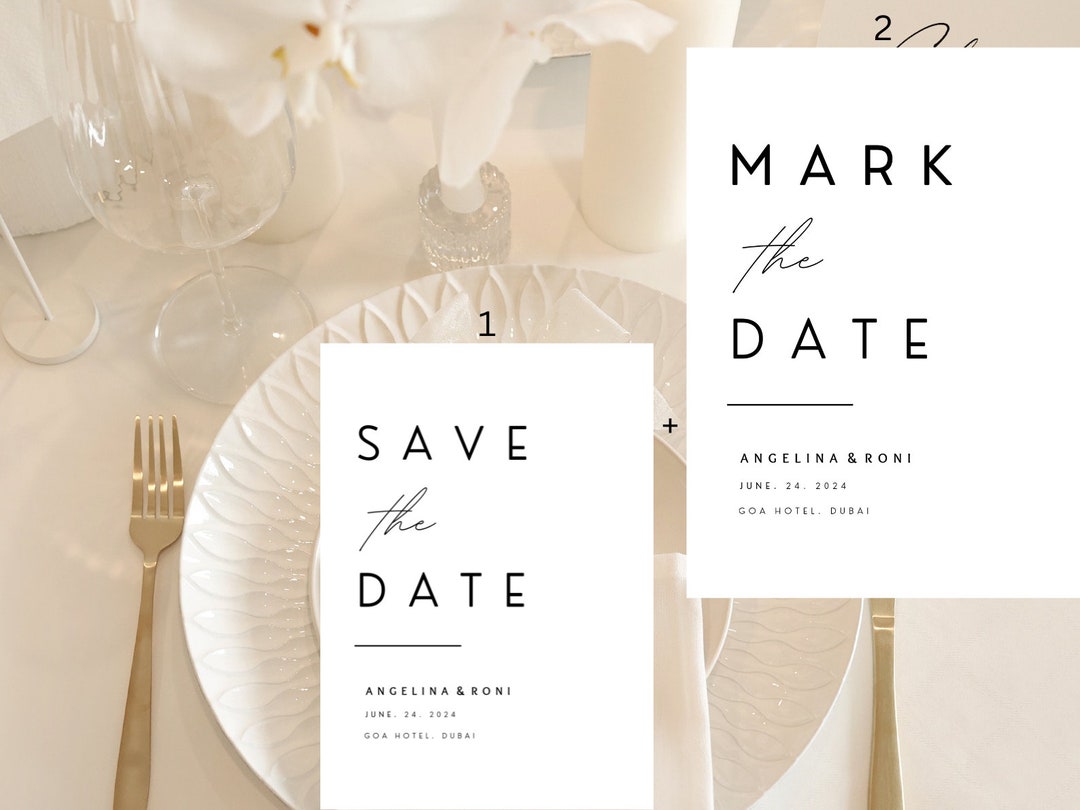 Sleek Save the Date Template Instant Download, Minimalistic DIY Date ...