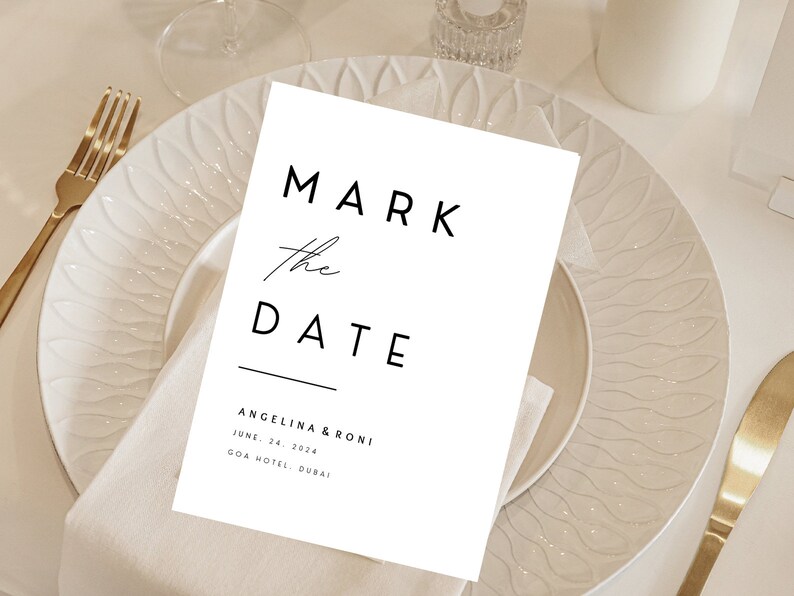 Sleek Save the Date Template Instant Download, Minimalistic DIY Date ...