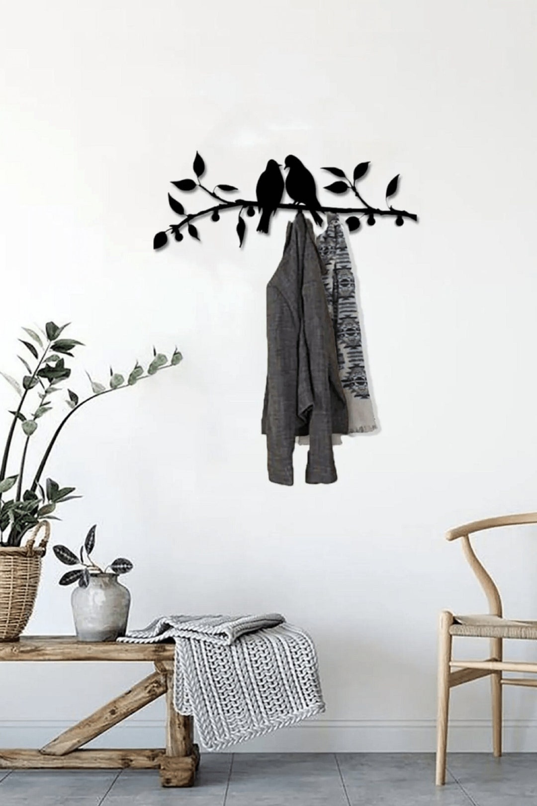 Birds Metal Wall Coat Rack, Coat Rack Wall Mount, Modern Coat Rack