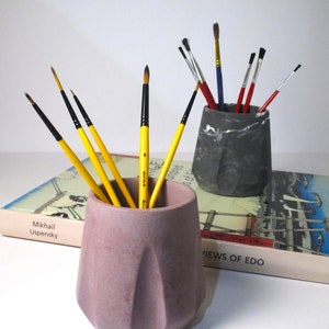 Eco friendly utensil holder, Pencil holder, Decorative cup, Pen holder, Makeup brush holder, Home office, Multipurpose gift, Jesmonite, Vase image 8