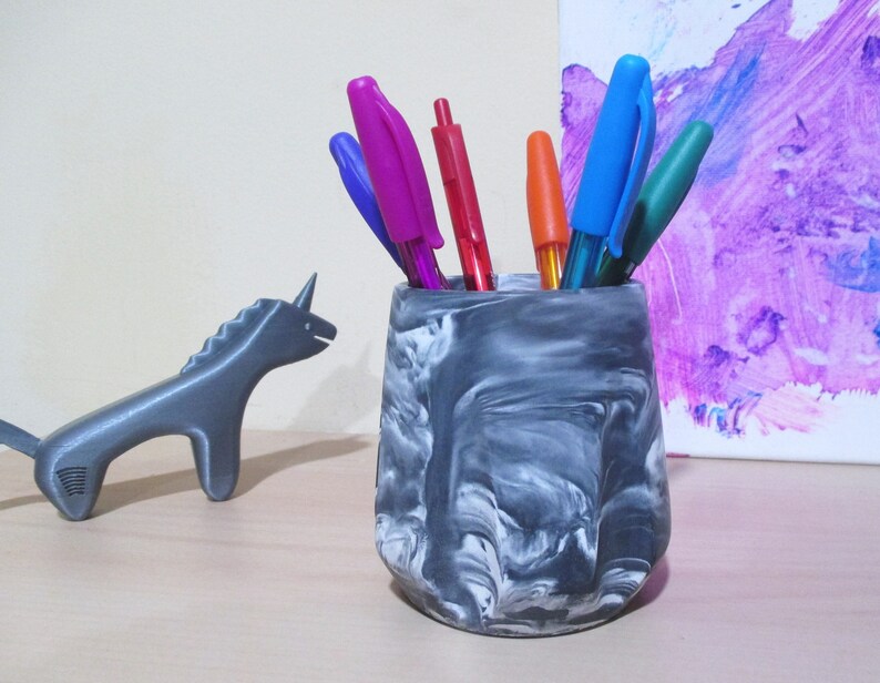 Eco friendly utensil holder, Pencil holder, Decorative cup, Pen holder, Makeup brush holder, Home office, Multipurpose gift, Jesmonite, Vase image 2