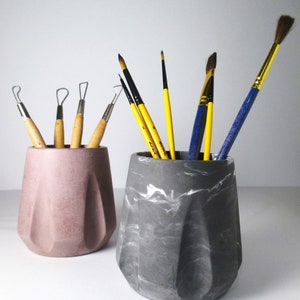 Eco friendly utensil holder, Pencil holder, Decorative cup, Pen holder, Makeup brush holder, Home office, Multipurpose gift, Jesmonite, Vase image 5