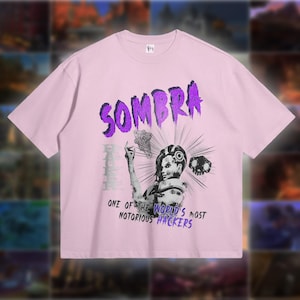 Overwatch Sombra Hack Skull T-shirt. Overwatch DPS Hero Shirt. Gamer Kids Tees. Online Shooting Games Gifts.