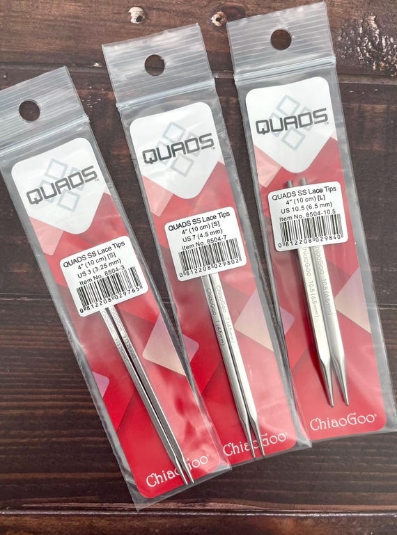 ChiaoGoo QUADS Interchangeable Needle Tips | Stainless Steel Knitting Needles | Ergonomic Square Needles