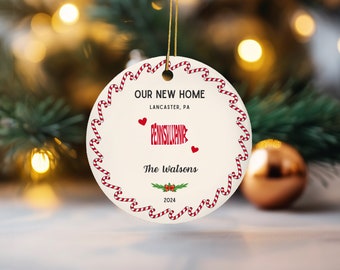 Personalized Pennsylvania State Christmas Ornament Our First Home Christmas Ornament First Christmas In New Home Ornament Penn Ornament Gift