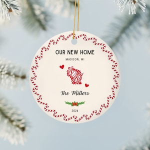 Personalized Wisconsin State Christmas Ornament Our First Home Christmas Ornament First Christmas In New Home Ornament Wisconsin State Gift