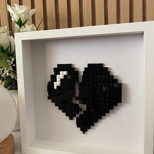 Framed Picture - made with LEGO® bricks | Black Heart Mosaic | Brick Block | Wall art