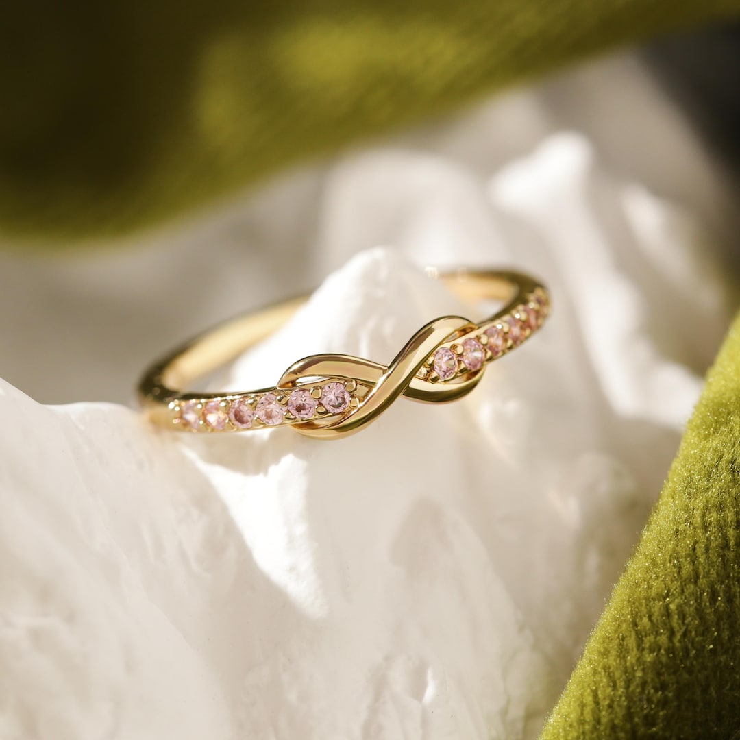Infinity Stackable Ring Pink Zirconia Infinity Ring, 18K Gold Plated, Stackable Ring - Etsy