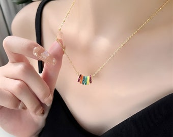 Kleurrijke hoepel oorbellen, gouden minimalistische hanger ketting voor vrouwen, koperen oorbellen, sierlijke schattige ketting, statement oorbellen, cadeau voor haar