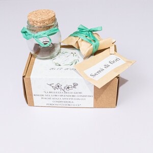 Bomboniera matrimonio eco - Kit di semi in vaso di vetro con dischetto di fibra di cocco