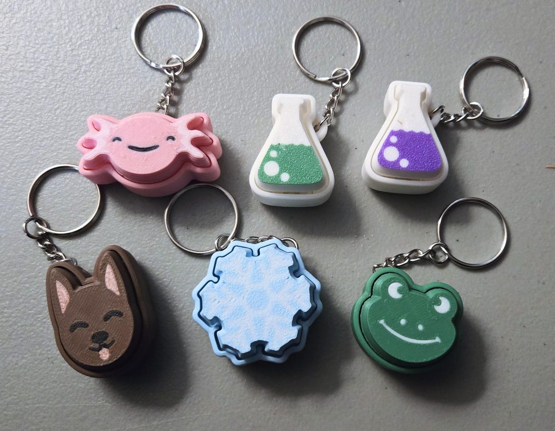 Clickable Key Chain Clicker Keychains, Fidget Keychain, Axolotl, Dog, Snowflake, Paw Prints ...