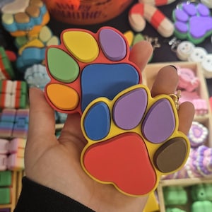 Clicker keychains, paw print, dog, keychains, puppy, keyboard clickers, custom colors, fursona, pride, gifts