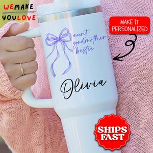 Personalized Aunt Tumbler, Custom Aunt Godmother Bestie 40oz Tumbler, Gift for Auntie, Special Aunt Travel Mug Cup, Aunt Birthday Gift Idea