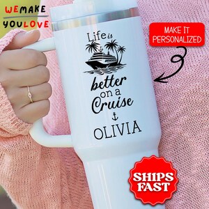 Personalized Cruise Tumbler, Custom Cruise Vacation 40oz Tumbler, Gift for Cruise Lover, Cruise Trip Travel Mug Cup, Cruise Nautical Gift