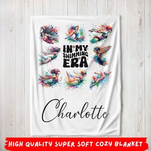 Personalized Swimming Blanket, Custom Name In My Era Swimming Lover Gift For Daughter Kids Unique Soft Cozy Fleece Throw Sports Blanket