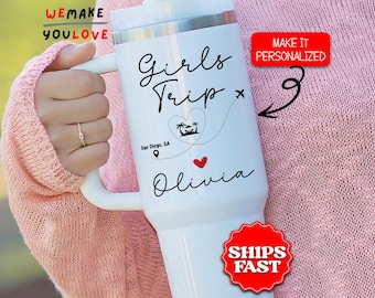 Personalized Girls Trip Tumbler, Custom Vacation 40oz Tumbler, Gift for Travel, Girls Weekend Travel Mug Cup, Girls Trip Souvenir, Vacation