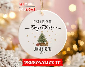 Personalized First Christmas Ornament, Custom Christmas Ornament, Gift for Couple, First Christmas Together, Holiday Keepsake Ornament
