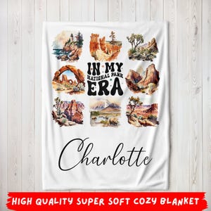 Personalized National Park Blanket, Custom Name In My Era National Park Lover Gift For Daughter Kids Outdoorsy Adventure Cozy Fleece Throw