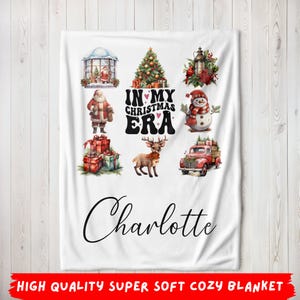 Personalized Christmas Blanket, Custom Name In My Era Holiday Lover Gift For Daughter Kids Christmas Soft Cozy Fleece Throw Blanket