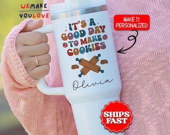 Personalized Baker Tumbler, Custom Baking Enthusiast 40oz Tumbler with handle, Gift for Cookie Maker, Culinary Lover Travel Mug Cup, Baker