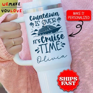 Personalized Cruise Tumbler, Custom Cruise Vacation 40oz Tumbler, Gift for Cruise Lover, Vacation Travel Mug Cup, Cruise Trip Present