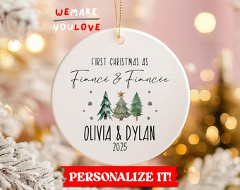 Personalized Fiancé Ornament, Custom Couple Ornament, Fiancée Engagement Gift, Wedding Ornament, Christmas Ornament