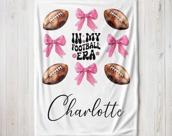 Personalized Football Blanket, Custom Name In My Era Football Lover Gift For Daughter Kids Wife Mom Sports Soft Cozy Fleece Throw Blanket