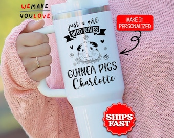 Just a Girl Who Loves Guinea Pigs Tumbler, Personalized 40oz Tumbler with Handle, Cavy Lover Gift