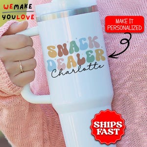 Personalized Snack Dealer Tumbler, Custom Snack Dealer Retro 40oz Tumbler, Gift for Snack Lover, Snack Provider Travel Mug Cup, Snack