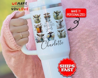 Personalized Goat Tumbler, Custom Just A Girl Who Loves Goats 40oz Tumbler with handle, Gift for Goat Lover, Farm Animal Country Girl Cup