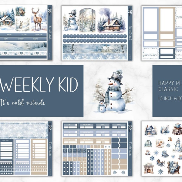 Weekly planner stickers // Winter Theme "It's cold outside" // Happy Planner weekly sticker kit