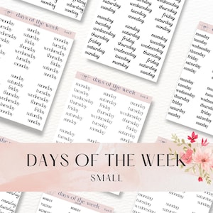 Small days of the week stickers | White or transparent stickers | Sticker sheet for your planner or bullet journal,