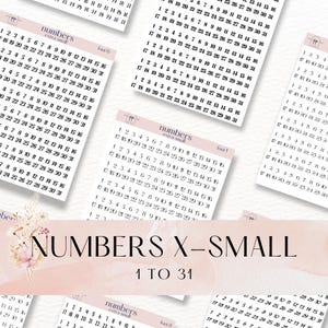Numbers Extra Small - stickers | 1 to 31 | Sticker sheet for your planner or bullet journal | Date stickers