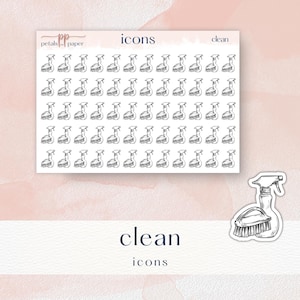 Pegatinas de iconos limpios / Hoja de pegatinas de iconos mini en blanco y negro / Pegatinas de planificador / Pegatinas de Bullet Journal / Pegatinas funcionales