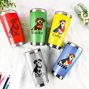 Custom Engraved Pet Tumbler,Personalised Dog Photo Tumbler,Stainless Steel Tumbler with Your Pet&#39;s Face,Pet Portrait Cup,Pet Lovers Cups
