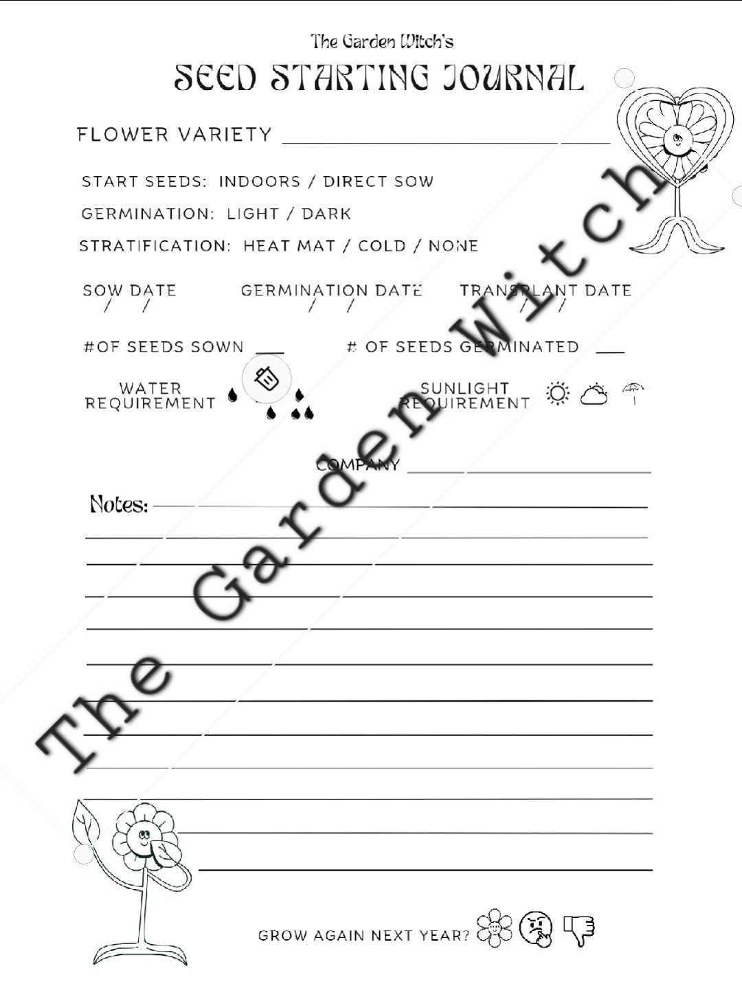 Seed Starting Journal Template Etsy