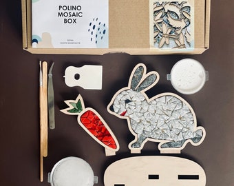 DIY crafts, Creative gift, Mosaic bunny, Mosaic kit DIY, DIY bunny, Mosaic kit for kids, Mosaic project, Crafts as a gift