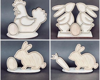 Easter Plywood Mold: Bunny, Chicken, Egg, Viburnum - Mosaic Base