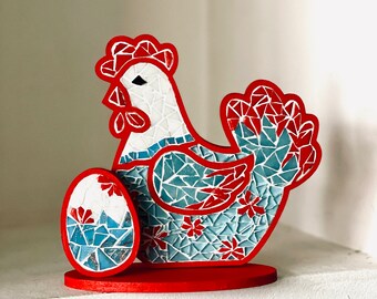 Decorazioni pasquali, pollo pasquale, decorazioni, artigianato pasquale, regali pasquali, mosaico pasquale, decorazioni pasquali fatte a mano.