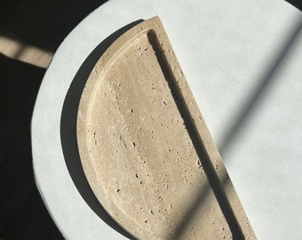 Natural Travertine Marble Tray - Neutral Beige
