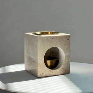 Genuine Natural Travertine Marble Wax Melt/ Essential Oil Diffuser Bild 2