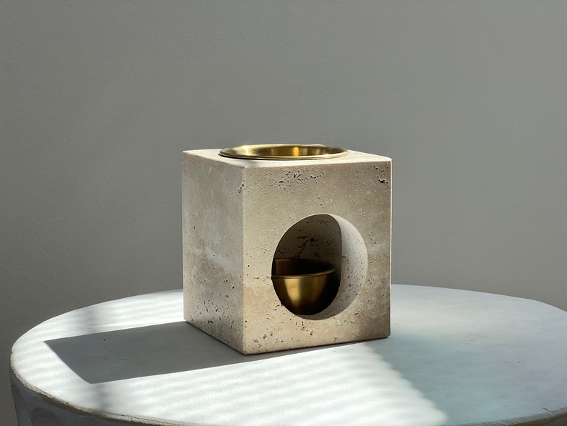 Genuine Natural Travertine Marble Wax Melt/ Essential Oil Diffuser Bild 2