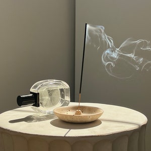 Travertine Round Minimalist Neutral Beige Incense Holder