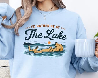 Funny Floating Dog Sweatshirt, Summer Lake Puppy Sweater, Lake Life Dog Lover Gift Sweater, Cute Pet Vacation Graphic Sweater