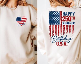 USA 250th Birthday Sweatshirt, 1776-2026 Independence Day Sweater, Patriotic Fourth of July Sweatshirt, Family Matching America Sweater