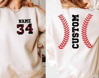Custom Baseball Sweatshirt with Name Number, Baseball Mom Sweater, Personalized Family Sweat, Sports Gift Sweat, Mother’s Day Gift