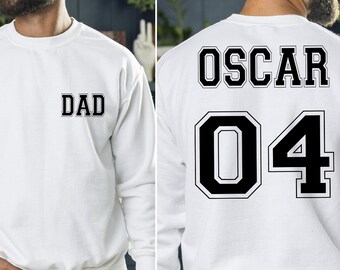 Matching Dad Child Number Sweatshirt, Personalized Family Sweater, Custom Sports Style Outfit Sweater, Father Child Gift Sweater