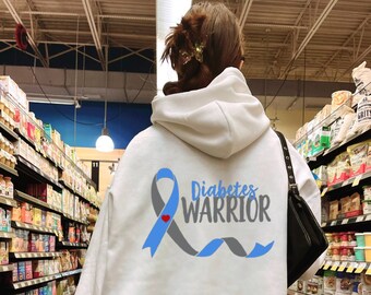 Sudadera con capucha para guerrero de la diabetes, sudadera con capucha para diabetes tipo 1, regalo para apoyar la diabetes, sudadera con capucha para diabéticos, concienciación sobre la diabetes, mes de la diabetes, luchador contra la diabetes